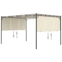 VidaXL Tuinprieel Met Zijgordijn 4x3x2,25 M Crème -Populair Tuinmeubilair 077d5c1c1bc9446684f2c58e59bf7209