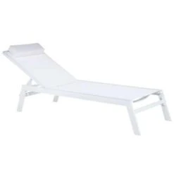 Beliani Tuinligstoel CATANIA - Wit Aluminium, Textiel