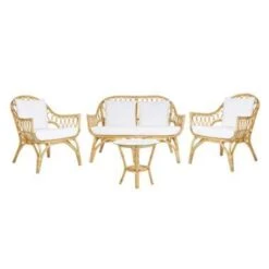 Beliani SIBARI Loungeset - Beige Rotan - 4-delig