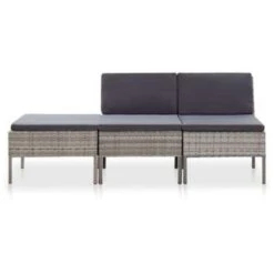VidaXL 3-delige Loungeset Met Kussens Poly Rattan Grijs 7 VidaXL 3-delige Loungeset Met Kussens Poly Rattan Grijs -Populair Tuinmeubilair 1000002825 0101