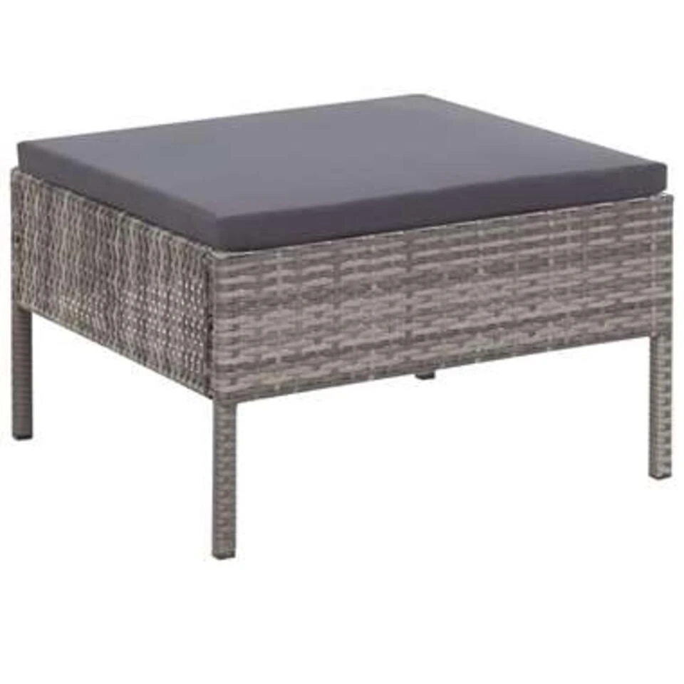 VidaXL 3-delige Loungeset Met Kussens Poly Rattan Grijs 5 VidaXL 3-delige Loungeset Met Kussens Poly Rattan Grijs - Afbeelding 3