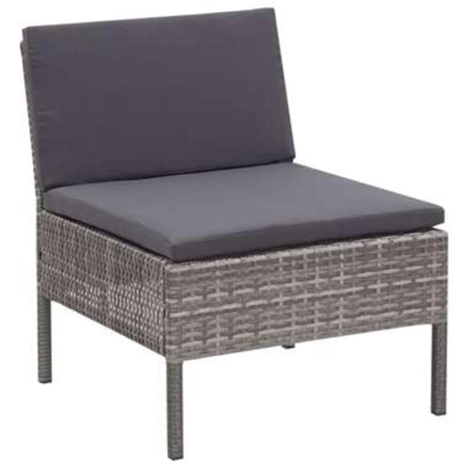 VidaXL 3-delige Loungeset Met Kussens Poly Rattan Grijs 6 VidaXL 3-delige Loungeset Met Kussens Poly Rattan Grijs - Afbeelding 4