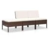 VidaXL 3-delige Loungeset Met Kussens Poly Rattan Bruin -Populair Tuinmeubilair 1000002841
