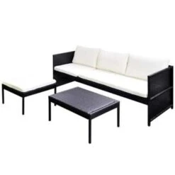 VidaXL 3-delige Loungeset Met Kussens Poly Rattan Zwart -Populair Tuinmeubilair 1000002983 0103