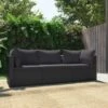 VidaXL 3-delige Loungeset Met Kussens Poly Rattan Zwart -Populair Tuinmeubilair 1000005425 0101