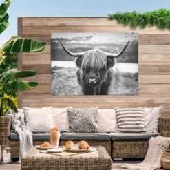 Tuinposter Schotse Hooglander 100x140 Cm Zwart-Wit 7 Tuinposter Schotse Hooglander 100x140 Cm Zwart-Wit -Populair Tuinmeubilair 1000006199 0101