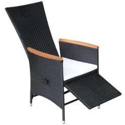 VidaXL Tuinstoelen 2 St Verstelbaar Met Kussens Poly Rattan Zwart -Populair Tuinmeubilair 1000006363 0103