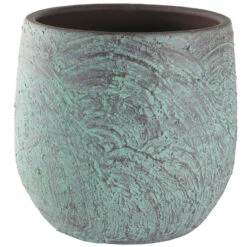 Steege Bloempot - Brons Met Groen - Antiek Look - 32 X 29 Cm