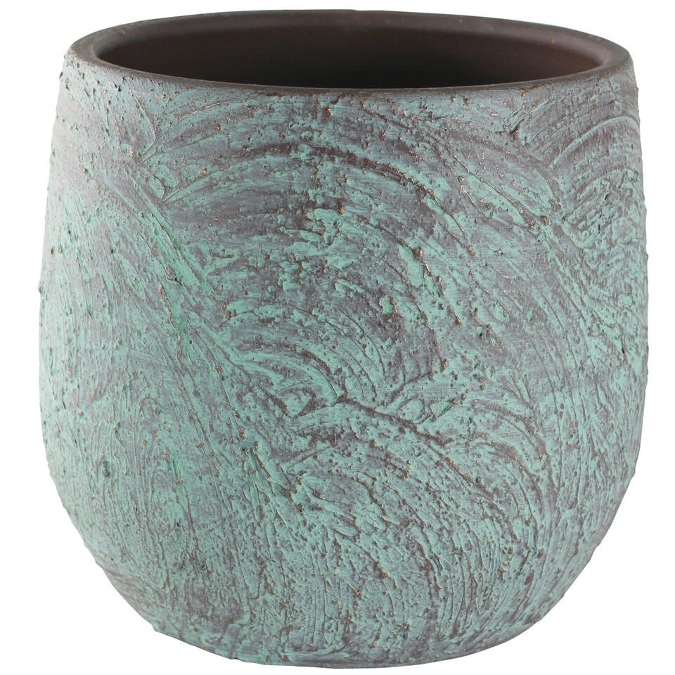 Steege Bloempot - Brons Met Groen - Antiek Look - 32 X 29 Cm 3 Steege Bloempot - Brons Met Groen - Antiek Look - 32 X 29 Cm