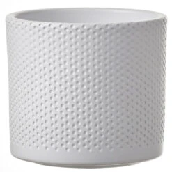 Mica Decorations Plantenpot - Wit - Relief - Keramiek - 15 X 13 Cm