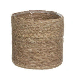 Mica Decorations Plantenmand - Rotan - Naturel Met Bruin - 20 Cm