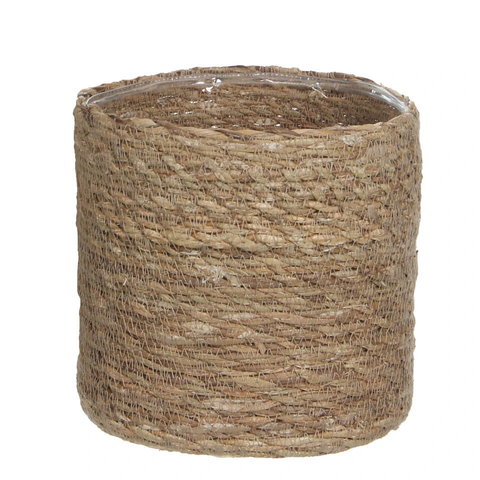 Mica Decorations Plantenmand - Rotan - Naturel Met Bruin - 20 Cm 3 Mica Decorations Plantenmand - Rotan - Naturel Met Bruin - 20 Cm