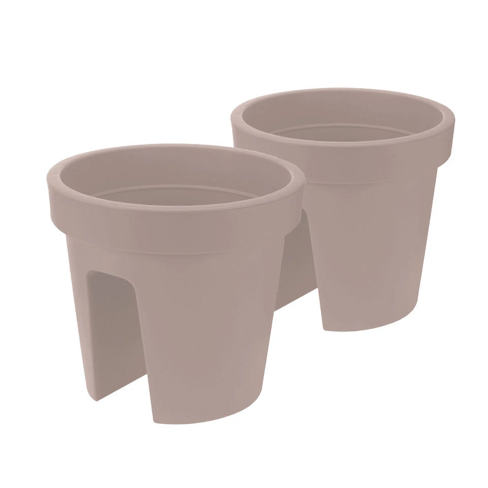 Merkloos Balkon Plantenpot - Taupe - Kunststof - 28 X 25 Cm 5 Merkloos Balkon Plantenpot - Taupe - Kunststof - 28 X 25 Cm - Afbeelding 3