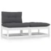 VidaXL 2-delige Loungeset Met Kussens Massief Grenenhout Wit -Populair Tuinmeubilair 1000035699