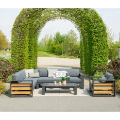 Garden Impressions Nika Hoek Loungebank - Donker Grijs -teak Look -Populair Tuinmeubilair 1000042593 0102