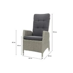 VDG Manhattan Wicker Verstelbare Tuinstoel - White Grey -Populair Tuinmeubilair 1000050056 0101
