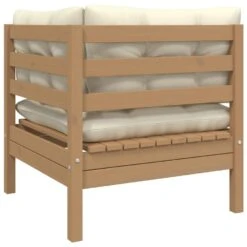 VidaXL Tuinbank 2-zits Met Crèmekleurige Kussens Massief Grenenhout -Populair Tuinmeubilair 1000056405 0103