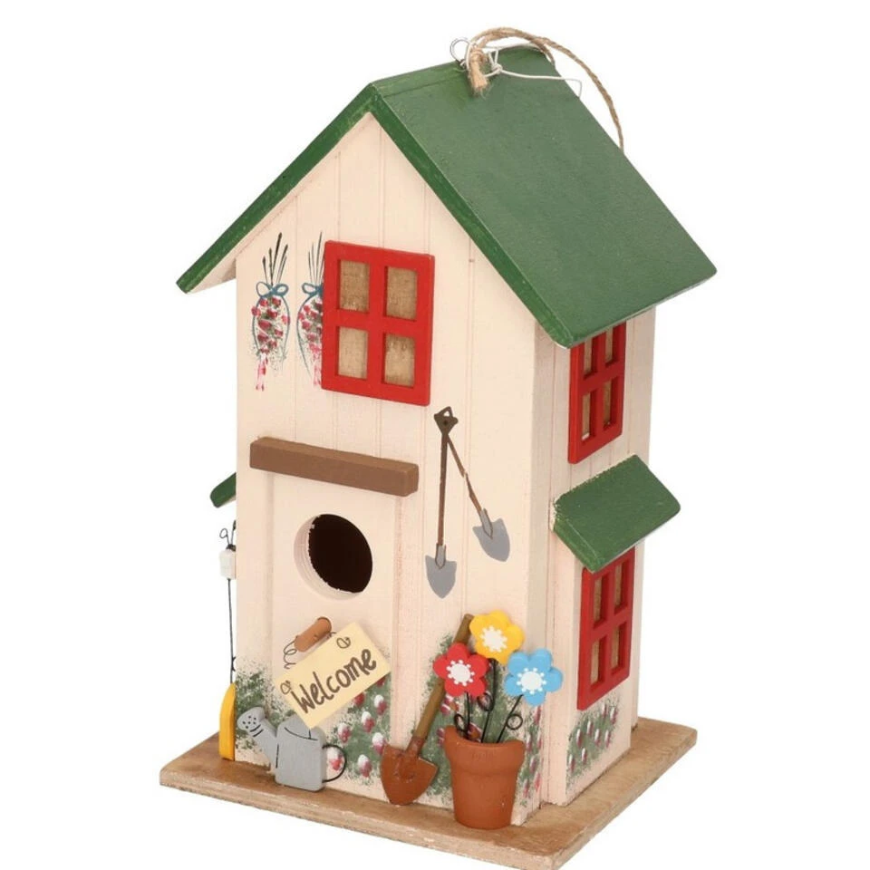 Boltze Vogelhuisje - Wit Met Groen - Huis - 26 Cm 3 Boltze Vogelhuisje - Wit Met Groen - Huis - 26 Cm