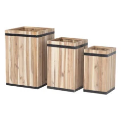Giga Meubel Bloembak Acaciahout - Vierkant - Bloembak Corné Hoog Groot -Populair Tuinmeubilair 1000065150 0101