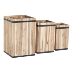 Giga Meubel Bloembak Acaciahout - Vierkant - Bloembak Corné Hoog Groot -Populair Tuinmeubilair 1000065150 0102