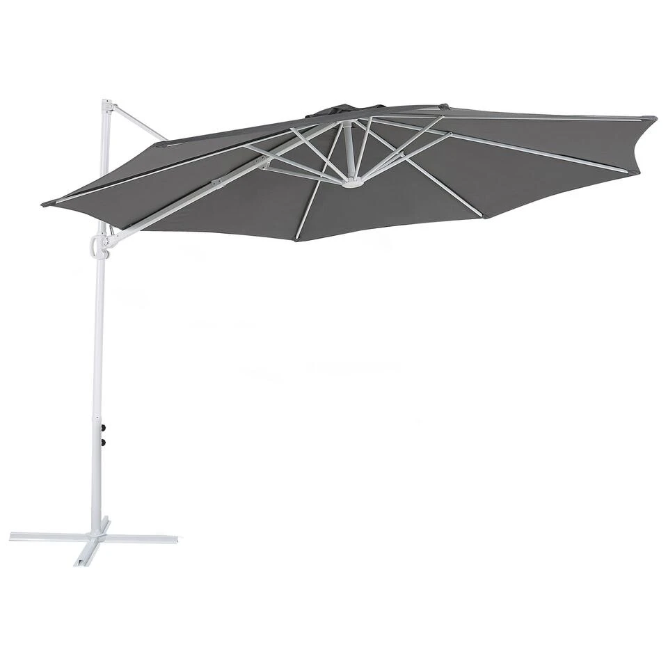 Beliani Cantilever Parasol SAVONA II - Grijs Polyester 3 Beliani Cantilever Parasol SAVONA II - Grijs Polyester