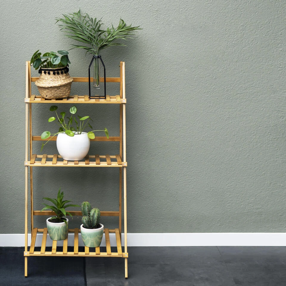 QUVIO Plantentrapje (3 Treden) Bamboe - Bruin 6 QUVIO Plantentrapje (3 Treden) Bamboe - Bruin - Afbeelding 4