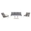 Hampton/Rockford stoel-bank Loungeset 4-delig – Wit/Teak -Populair Tuinmeubilair 1000073157