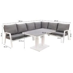 VDG Azoren Lounge Diningset Rechts - White (tafelhoogte Verstelbaar) -Populair Tuinmeubilair 1000073161 0102