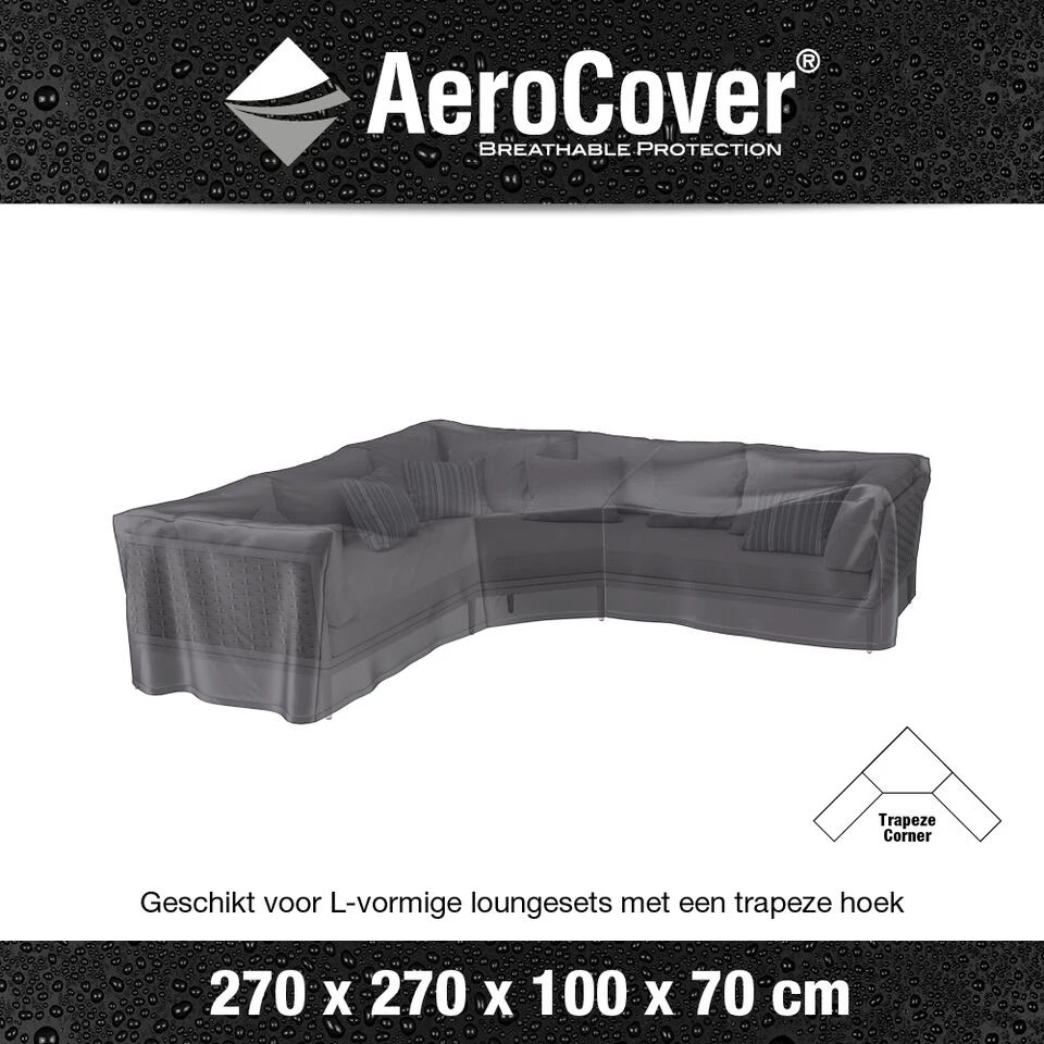 Aerocover Loungesethoes 270x270 Cm - L-vorm Trapeze 4 Aerocover Loungesethoes 270x270 Cm - L-vorm Trapeze - Afbeelding 2