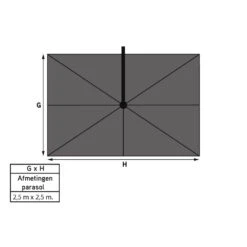 Platinum Voyager Vierkante Zweefparasol T1 2,5x2,5 M. - Taupe -Populair Tuinmeubilair 1000073304 0103