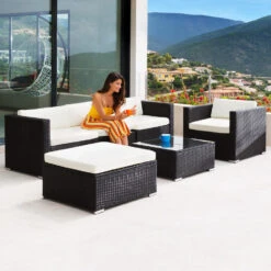 Tectake - Loungeset Milaan - Wicker - Grijs 7 Tectake - Loungeset Milaan - Wicker - Grijs -Populair Tuinmeubilair 1000077854 0101