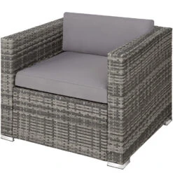 Tectake - Loungeset Milaan - Wicker - Grijs 8 Tectake - Loungeset Milaan - Wicker - Grijs -Populair Tuinmeubilair 1000077854 0102