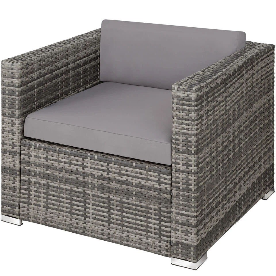 Tectake - Loungeset Milaan - Wicker - Grijs 5 Tectake - Loungeset Milaan - Wicker - Grijs - Afbeelding 3
