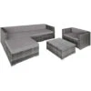 Tectake - Loungeset Milaan - Wicker - Grijs -Populair Tuinmeubilair 1000077854