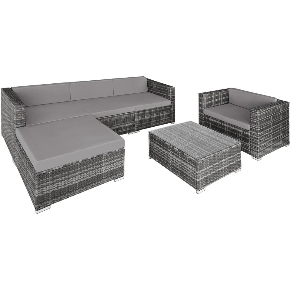 Tectake - Loungeset Milaan - Wicker - Grijs 3 Tectake - Loungeset Milaan - Wicker - Grijs