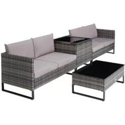 Tectake -Loungeset Ostuni - Wicker - Grijs -Populair Tuinmeubilair 1000077874 0103
