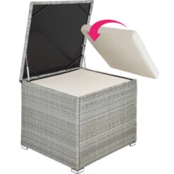 Tectake- Loungeset Pisa Met Opbergbox Kussens - Wicker - Lichtgrijs 9 Tectake- Loungeset Pisa Met Opbergbox Kussens - Wicker - Lichtgrijs -Populair Tuinmeubilair 1000077880 0103