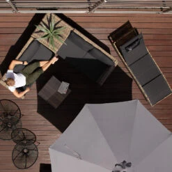 Tectake - Wicker Zitgroep Loungeset Siena - Natuurkleur -Populair Tuinmeubilair 1000077883 0101