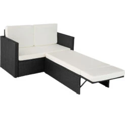 Tectake - Wicker Loungesofa Corfu - Zwart -Populair Tuinmeubilair 1000077884 0102