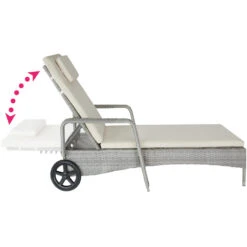 Tectake - Wicker Ligbed Lichtgrijs 8 Tectake - Wicker Ligbed Lichtgrijs -Populair Tuinmeubilair 1000077969 0102