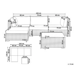Beliani Loungeset SANO - Zwart - 5-delig -Populair Tuinmeubilair 1000079573 0102