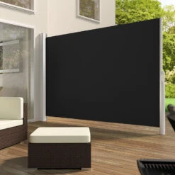 Tectake - Uittrekbaar Aluminium Windscherm Tuinscherm 200 X 300 Cm Zwart -Populair Tuinmeubilair 1000082547 0101