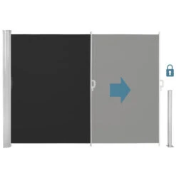 Tectake - Uittrekbaar Aluminium Windscherm Tuinscherm 200 X 300 Cm Zwart -Populair Tuinmeubilair 1000082547 0102
