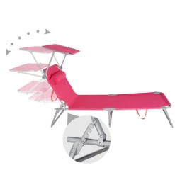 Tectake - Zonnestoel Chloe - Ligbed - Pink -Populair Tuinmeubilair 1000083088 0103