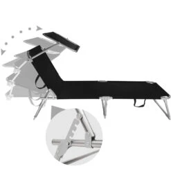 Tectake - Ligbed Met Zonnedak Zwart 8 Tectake - Ligbed Met Zonnedak Zwart -Populair Tuinmeubilair 1000083103 0102