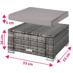 Tectake - Wicker Zitkruk -grijs- 53 X 53 X 26 Cm 9 Tectake - Wicker Zitkruk -grijs- 53 X 53 X 26 Cm -Populair Tuinmeubilair 1000083108 0103