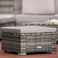 Tectake - Wicker Zitkruk Bruin Mix - 53 X 53 X 26 Cm -Populair Tuinmeubilair 1000083109 0101