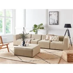 Beliani Loungeset AREZZO - Beige Polyester -Populair Tuinmeubilair 1000086353 0103