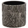 Mega Collections Plantenpot - Keramiek - Antraciet/zilver - D14 Cm