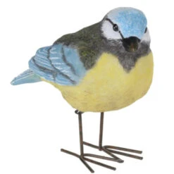 Merkloos Decoratie Tuinbeeld Vogeltje - Pimpelmees - Metaal - 10 Cm -Populair Tuinmeubilair 1000090250 0101